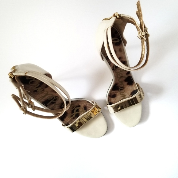 Sam Edelman Cream and Gold Allie Heels - Picture 2 of 5